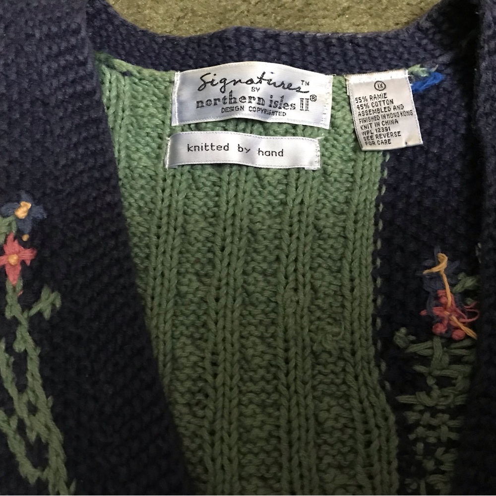 Vintage Colorful Navy Cardigan - Picture 3 of 4